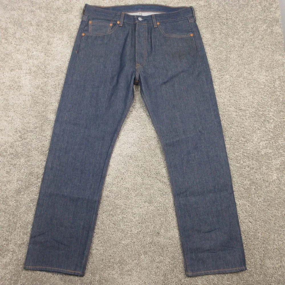 Levis Jeans Mens 34x30 Blue 501 Button Fly Original Straight Raw Denim Pants